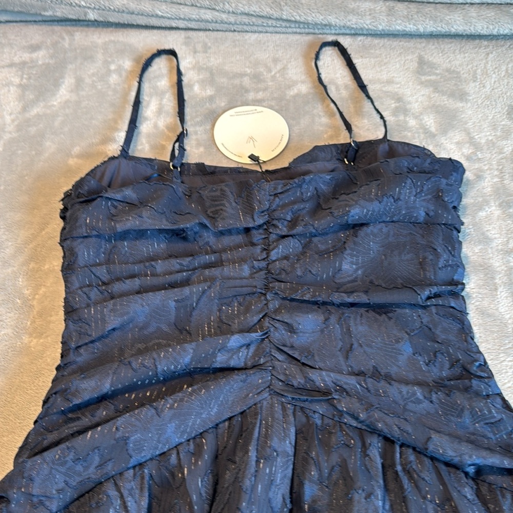 NWT Lost + Wander Celestial Glow Metallic Stripe Dress Navy Size Small - Picture 9 of 15